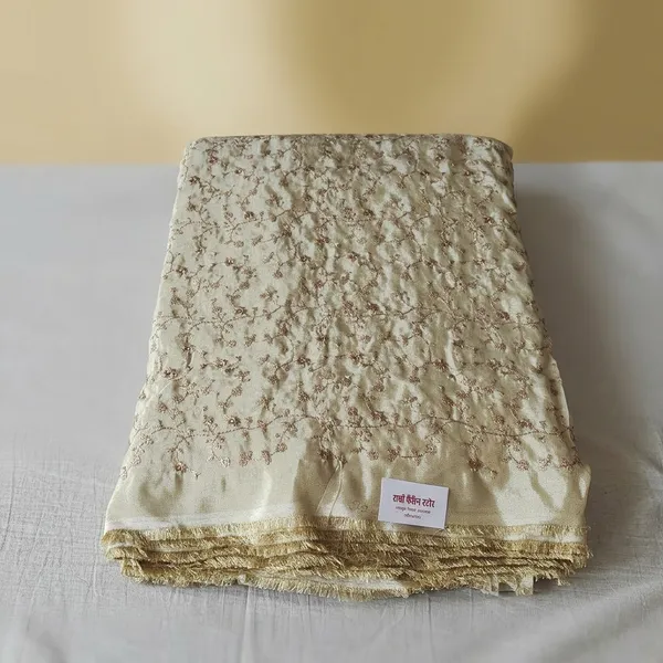 Cream_Tissue_With_Zari_Work_Unstitched_Material_For_Women