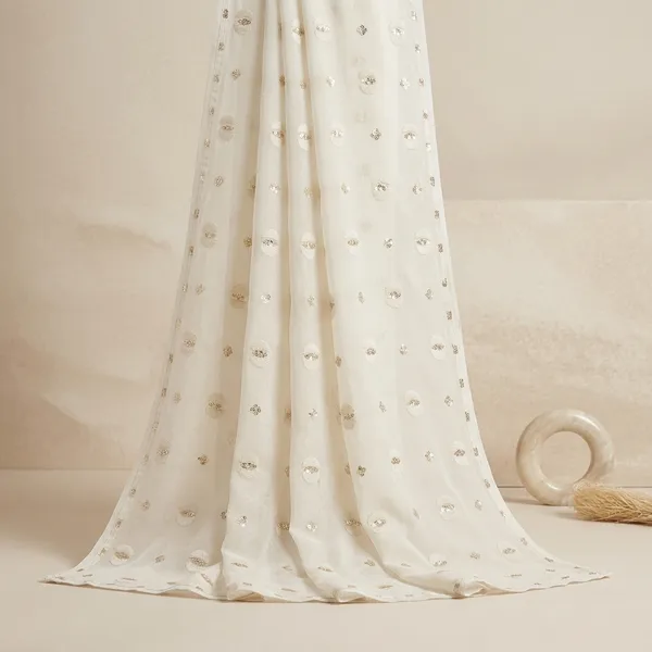 White_Chanderi_With_Self_Banarasi_Buti_Unstitched_Material_For_Women