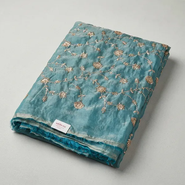 Turquoise_Silk_With_Hand_Work_Unstitched_Material_For_Women