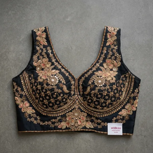 Black_Silk_With_Work_Blouse_For_Women