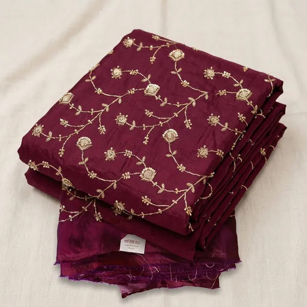 Maroon_Silk_With_Hand_Work_Unstitched_Material_For_Women