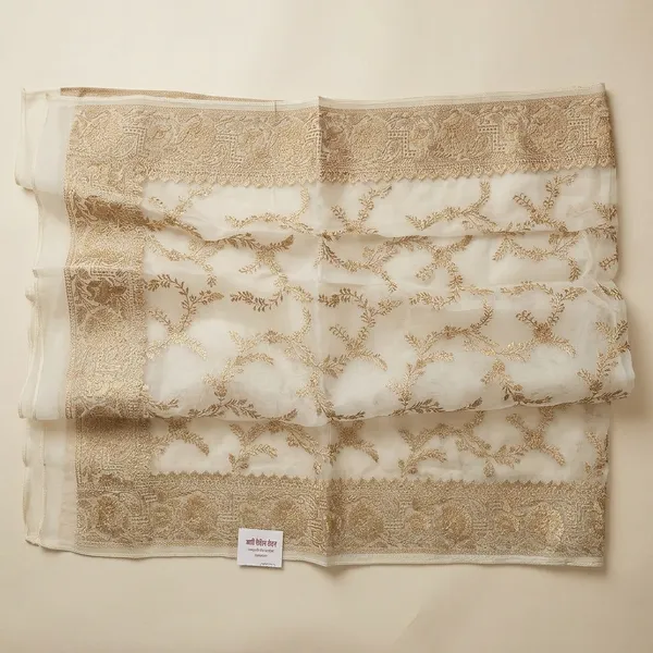 Beige_Georgette_With_Banarasi_Work_Dupatta_For_Women