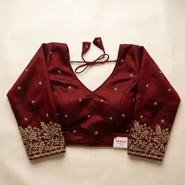 Maroon_Silk_With_Work_Blouse_For_Women
