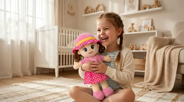 Plush_Baby_Doll_With_Pink_Polka_Dot_Dress_And_Hat