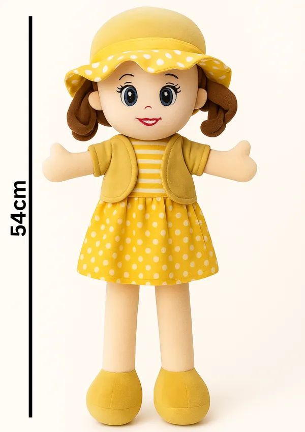 Yellow_Polka_Dot_Plush_Doll_Striped_Outfit_54_Cm