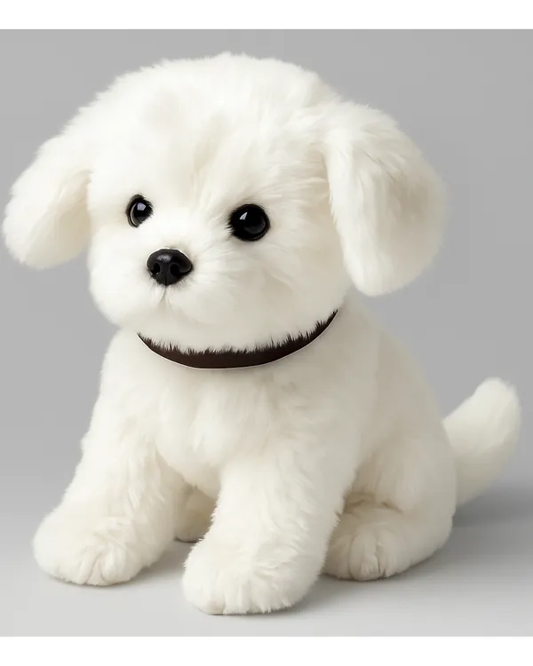 White_Puppy_Stuffed_Dog_Toy_With_Brown_Collar_19_Cm