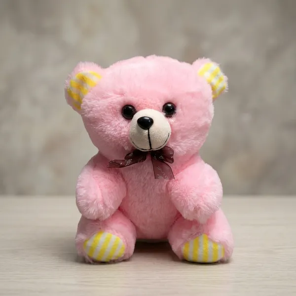 Pink_Teddy_Bear_Plush_Toy_With_Yellow_Striped_Ears