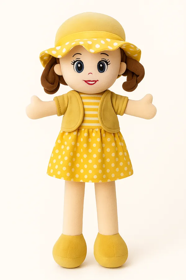 Yellow_Polka_Dot_Plush_Doll_Striped_Outfit_54_Cm