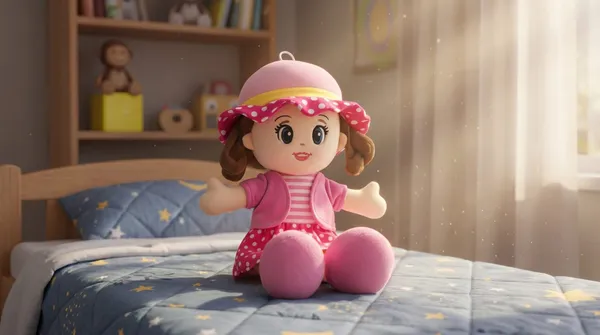 Plush_Baby_Doll_With_Pink_Polka_Dot_Dress_And_Hat
