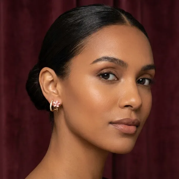 Gold_Pink_Petal_Floral_Charm_Crystal_Earring