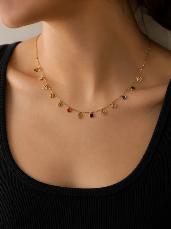 Diamond_Charm_With_Multicolor_Stone_Dainty_Minimal_Necklace