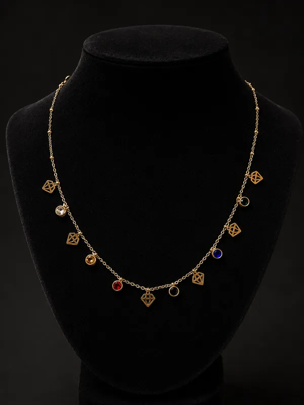 Diamond_Charm_With_Multicolor_Stone_Dainty_Minimal_Necklace