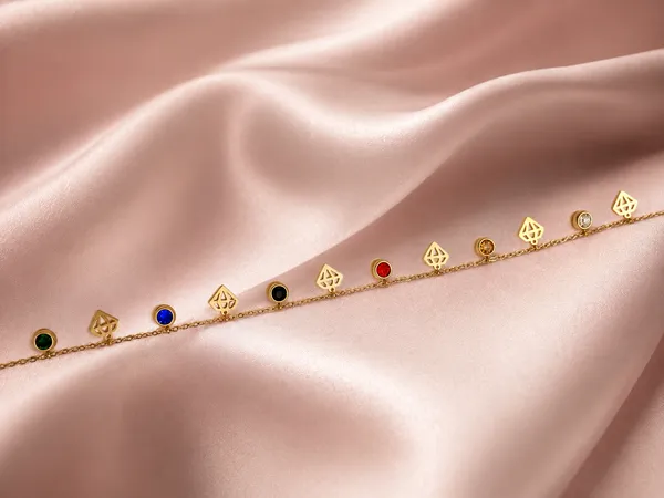Diamond_Charm_With_Multicolor_Stone_Dainty_Minimal_Necklace