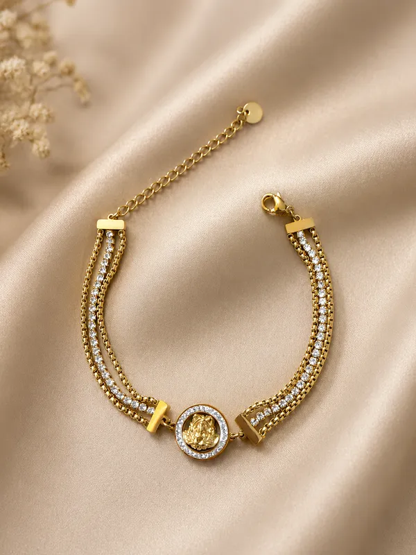 Gold_Double-Strand_Crystal_Bracelet_with_Medallion