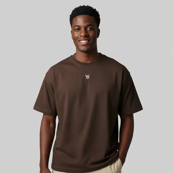 Valesto_Center_Logo_Heavyweight_Drop_Shoulder_Tee_Mocha_Brown