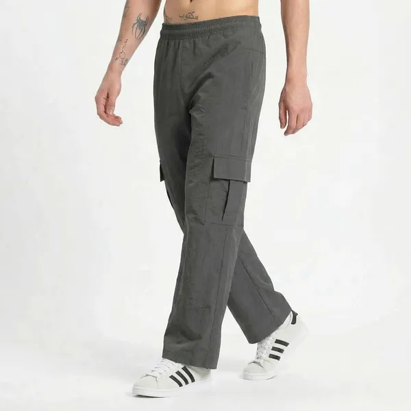 Men_S_Wide_Leg_Nylon_Terry_Cargo_Pants_Charcoal_Grey_Utility_Trousers