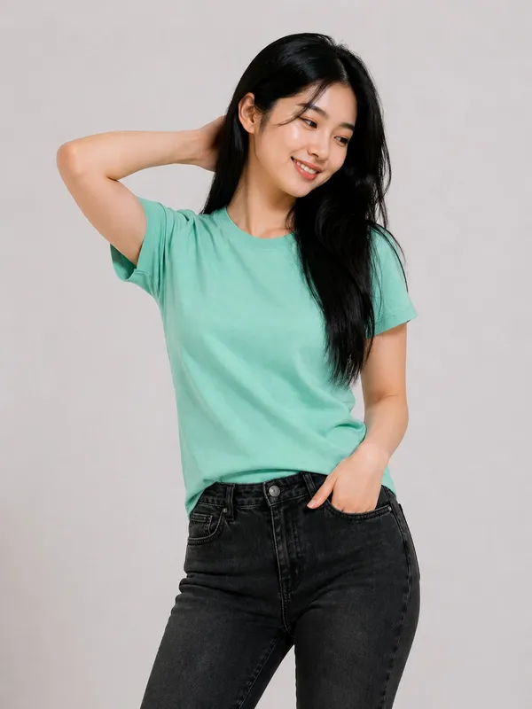 Mint_Cotton__T-shirt_For_Girls