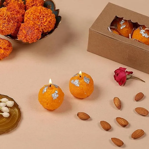 Motichoor_Ladoo_Shaped_Soy_Wax_Candle_Pack_Of_6