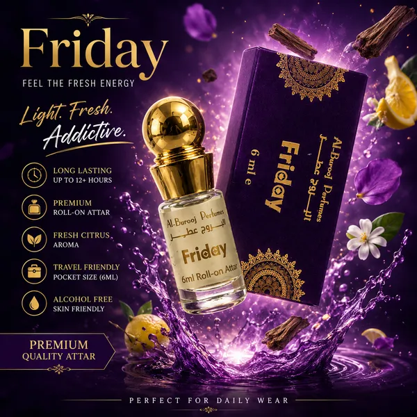 Friday_Attar_Roll_On_Perfume_Oil_6Ml_Alcohol_Free_Long_Lasting_Fragrance_8_12_Hours_Citrus_Woody_Floral_Fresh_Scent_For_Men_Women_Al_Burooj_Perfumes