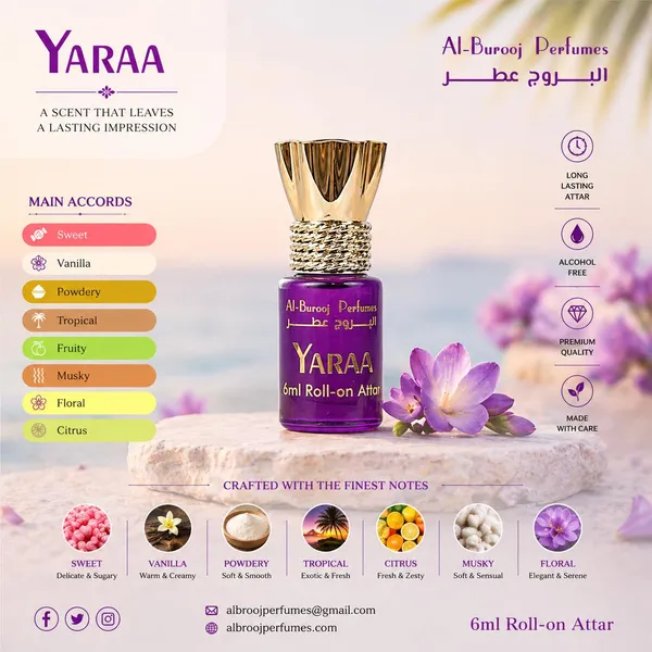 Yaraa_Roll_On_Attar_Perfume_Oil_6Ml_Alcohol_Free_Long_Lasting_Fragrance_Unisex_Sweet_Vanilla_Floral_Scent_Premium_Arabian_Perfume_Oil