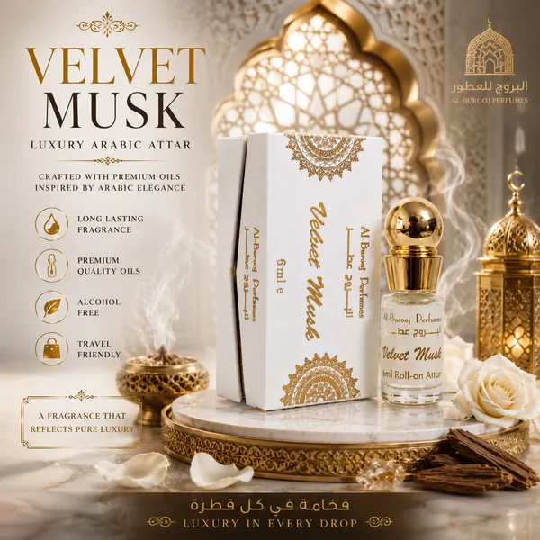 Velvet_Musk_Attar_Roll_On_Perfume_Oil_6Ml_Alcohol_Free_Long_Lasting_Fragrance_8_12_Hours_Soft_Musky_Powdery_Rose_Woody_Scent_For_Men_Women_Al_Burooj_Perfumes