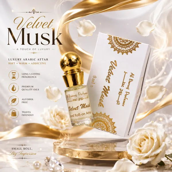 Velvet_Musk_Attar_Roll_On_Perfume_Oil_6Ml_Alcohol_Free_Long_Lasting_Fragrance_8_12_Hours_Soft_Musky_Powdery_Rose_Woody_Scent_For_Men_Women_Al_Burooj_Perfumes