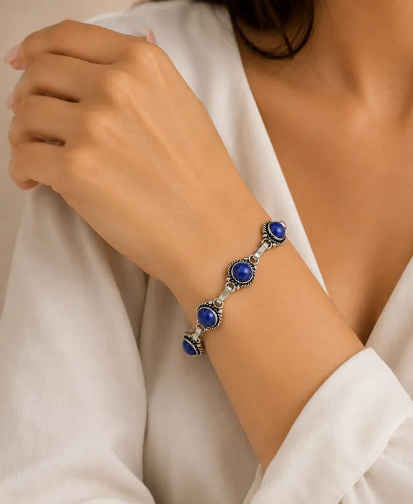 Blue_Stone_Brass_Link_Bracelet