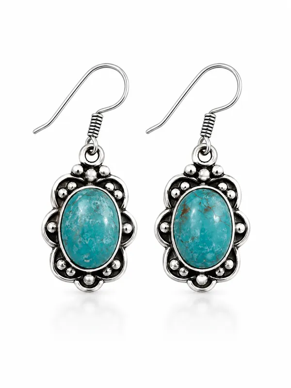 Blue_Turquoise_Oval_Earrings