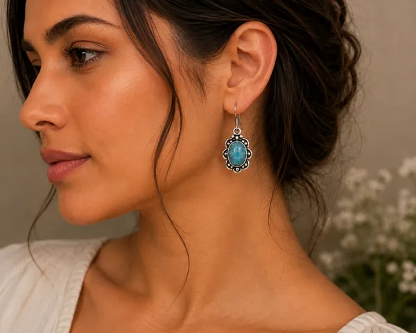 Blue_Turquoise_Oval_Earrings