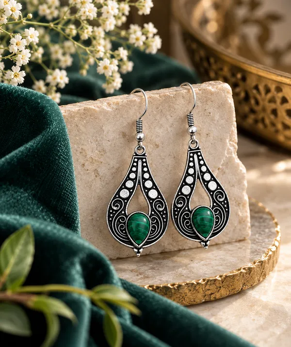 Green_Malachite_Gemstone_Filigree_Earrings