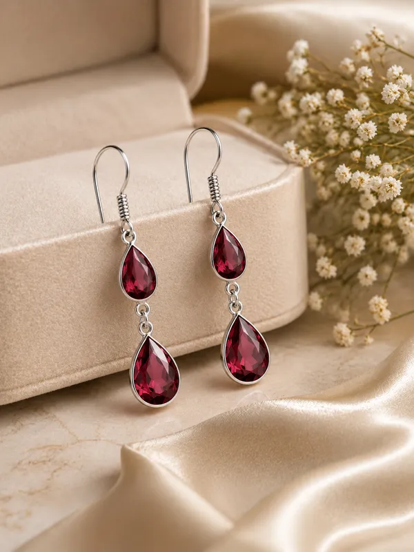 Red_Gemstone_Teardrop_Earrings,_Brass_Dangle_Earrings,_Long_Drop_Earrings,_Statement_Jewelry,_Gift_for_Her