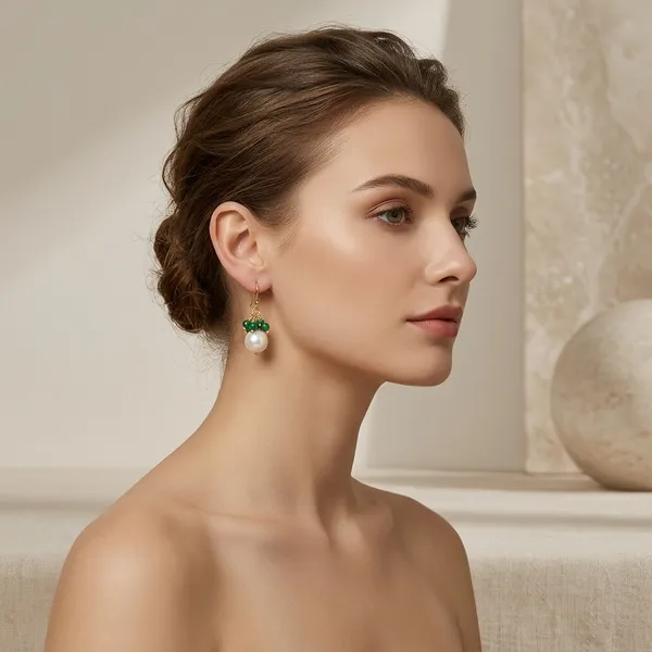 Pure_Silver_Emerald_And_Hanging_Pearls_Earrings