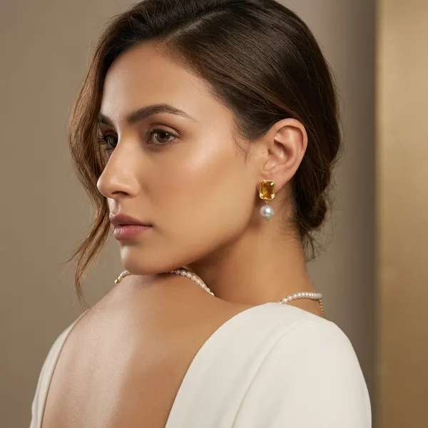 Pure_Silver_With_18K_Gold_Plating_With_Pearls_And_Citrine_Earring