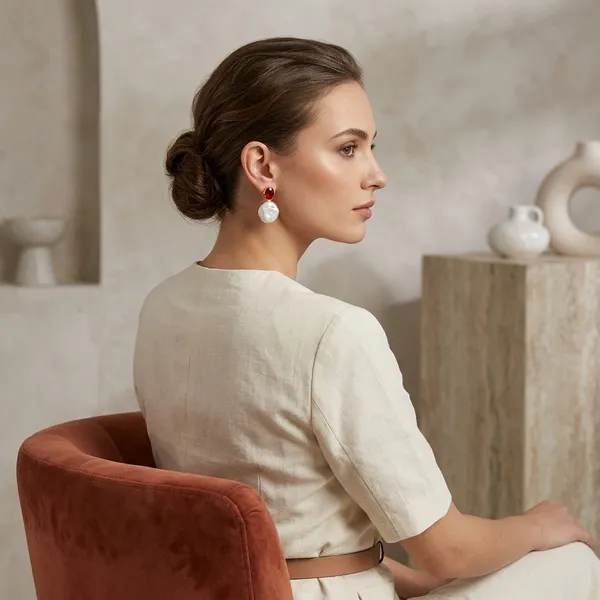 Pure_Silver_Coin_Shape_Ruby_Pearl_Earring