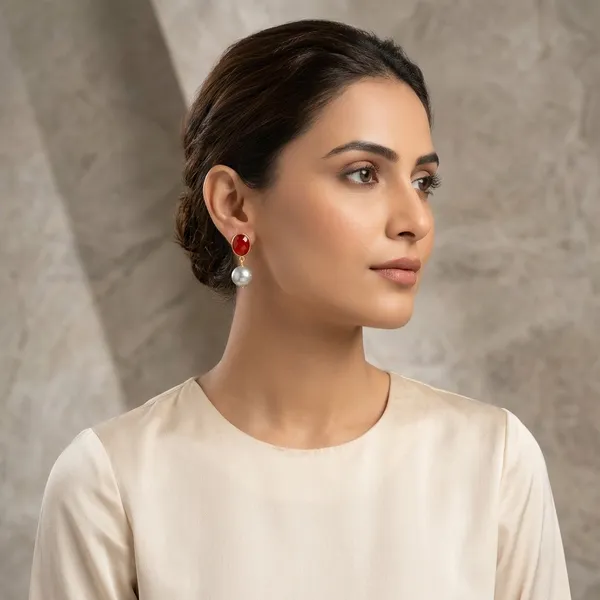 Pure_925_Silver_Carnelian_Pearl_Earring