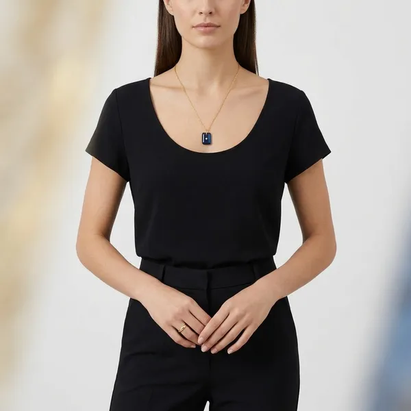 Pure_925_Silver_With_18K_Gold_Plating_With_Blue_Sapphire_Hydro_Quartz_Stone_With_Cz_Star_In_Center_Necklace_With_Chain