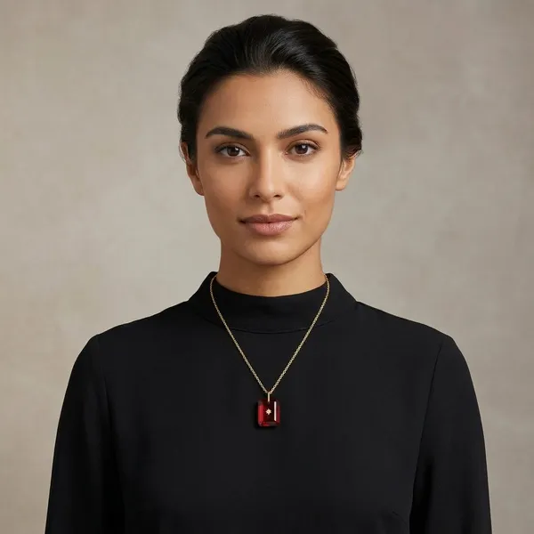 Pure_925_Silver_With_18K_Gold_Plating_With_Garnet_Hydro_Quartz_Stone_With_Cz_Star_In_Center_Necklace_With_Chain