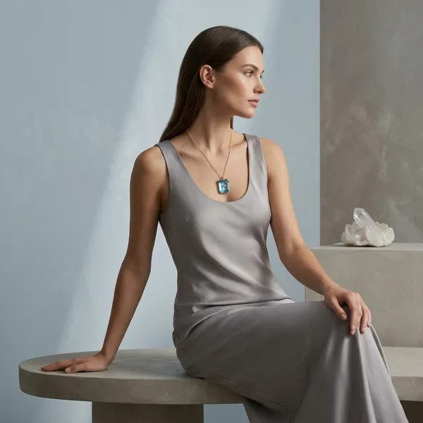 Pure_925_Silver_With_18K_Gold_Plating_With_Blue_Topaz_Hydro_Quartz_Stone_With_Cz_Star_In_Center_Necklace_With_Chain