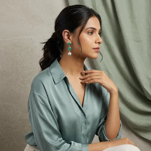 Pure_Silver_Sea_Green_Onyx_Pearls_Earrings