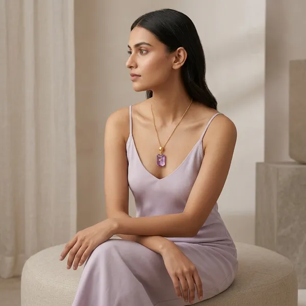 Pure_925_Silver_With_18K_Gold_Plating_With_Amythyst_Hydro_Quartz_Stone_With_Cz_Star_In_Center_Necklace_With_Chain