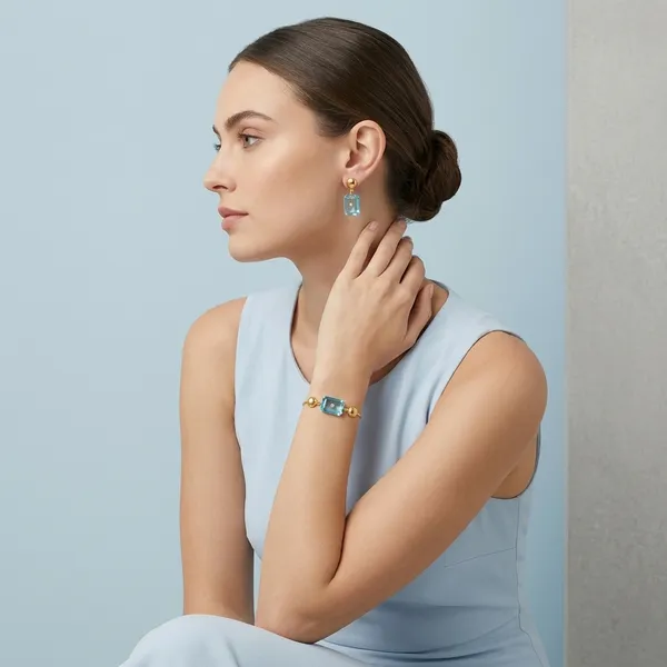 Pure_925_Silver_With_18K_Gold_Plating_With_Blue_Topaz_Hydro_Quartz_Stone_With_Cz_Star_In_Center