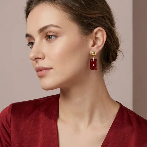 Pure_925_Silver_With_18K_Gold_Plating_With_Garnet_Hydro_Quartz_Stone_With_Cz_Star_In_Center