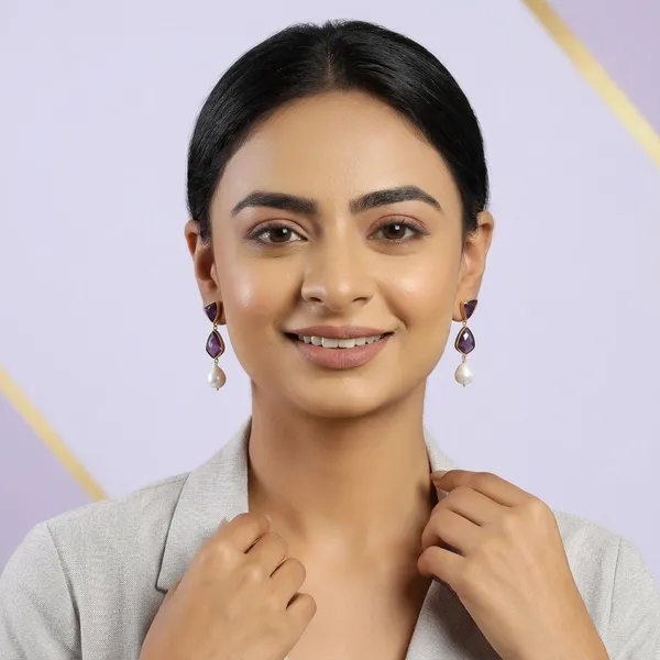 Pure_Silver_With_18K_Gold_Plating_With_Pearls_And_Amethyst_Earring