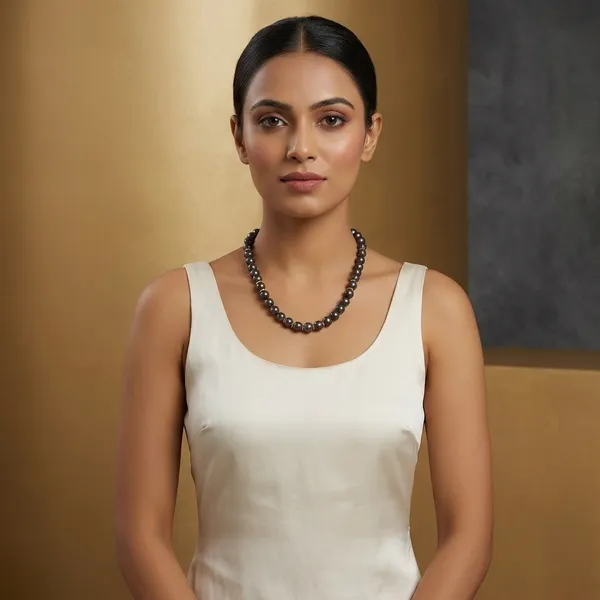 Pure_Silver_With_18K_Gold_Plating_And_Natural_Black_Color_Pearls_Necklace
