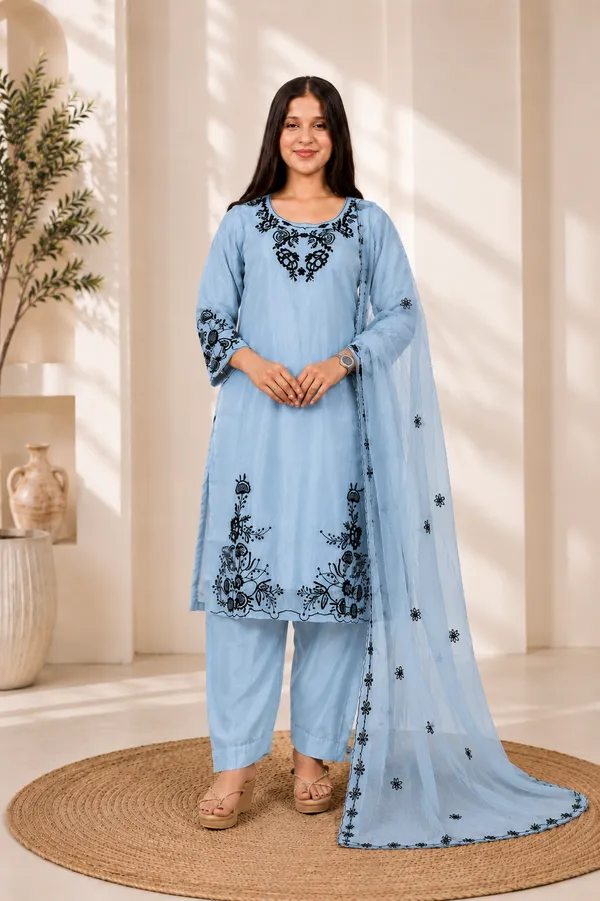 Sky_Blue_Organza_Embroidered_Salwar_Suit_Set_For_Women