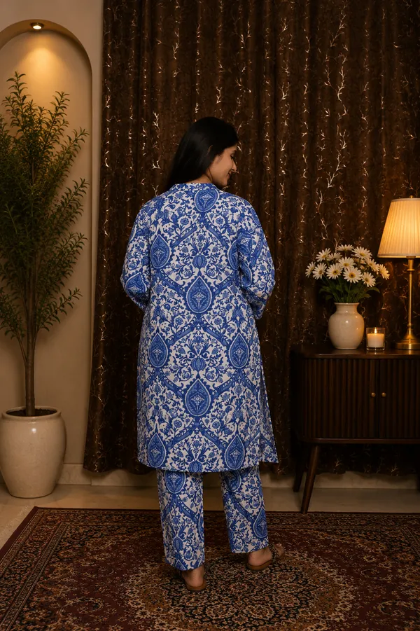 Aaraish_Women_Blue_Traditional_Print_Co-Ord_Set
