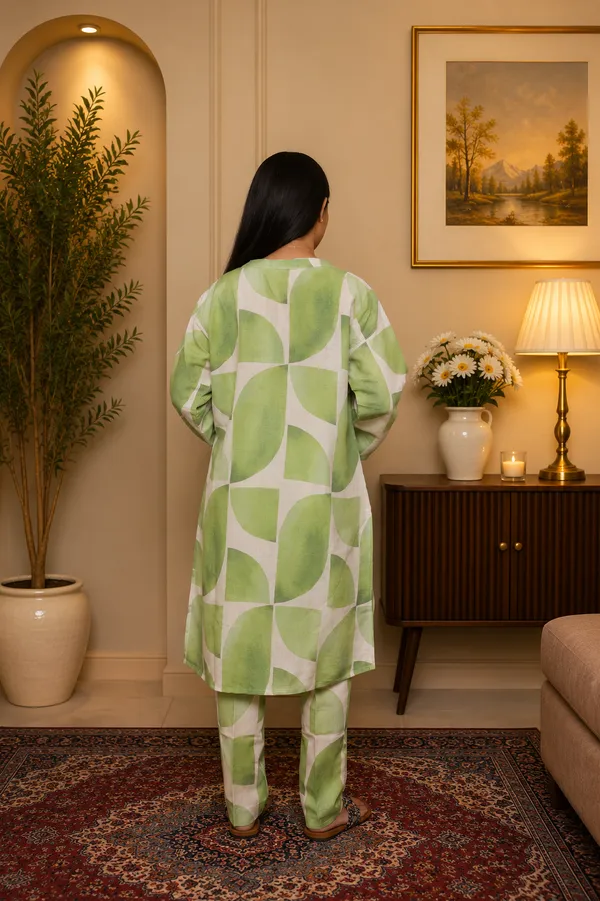Aaraish_Women_Green_Abstract_Printed_Kurta_Co-Ord_Set