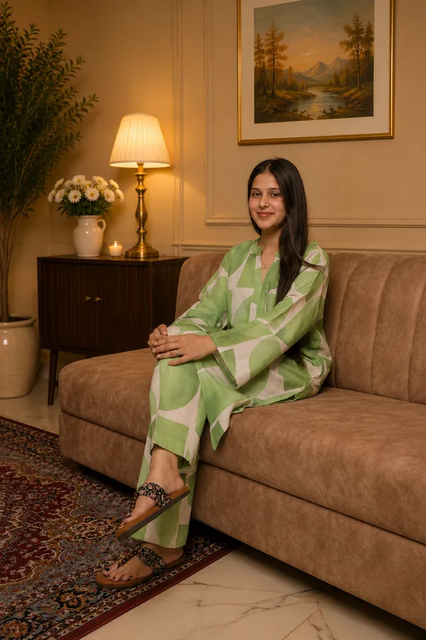 Aaraish_Women_Green_Abstract_Printed_Kurta_Co-Ord_Set