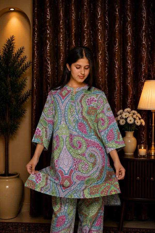 Aaraish_Women_Multicolour_Paisley_Printed_Kurta_Co-Ord_Set