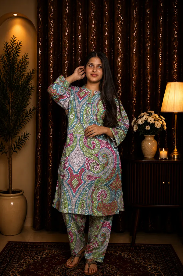 Aaraish_Women_Multicolour_Paisley_Printed_Kurta_Co-Ord_Set